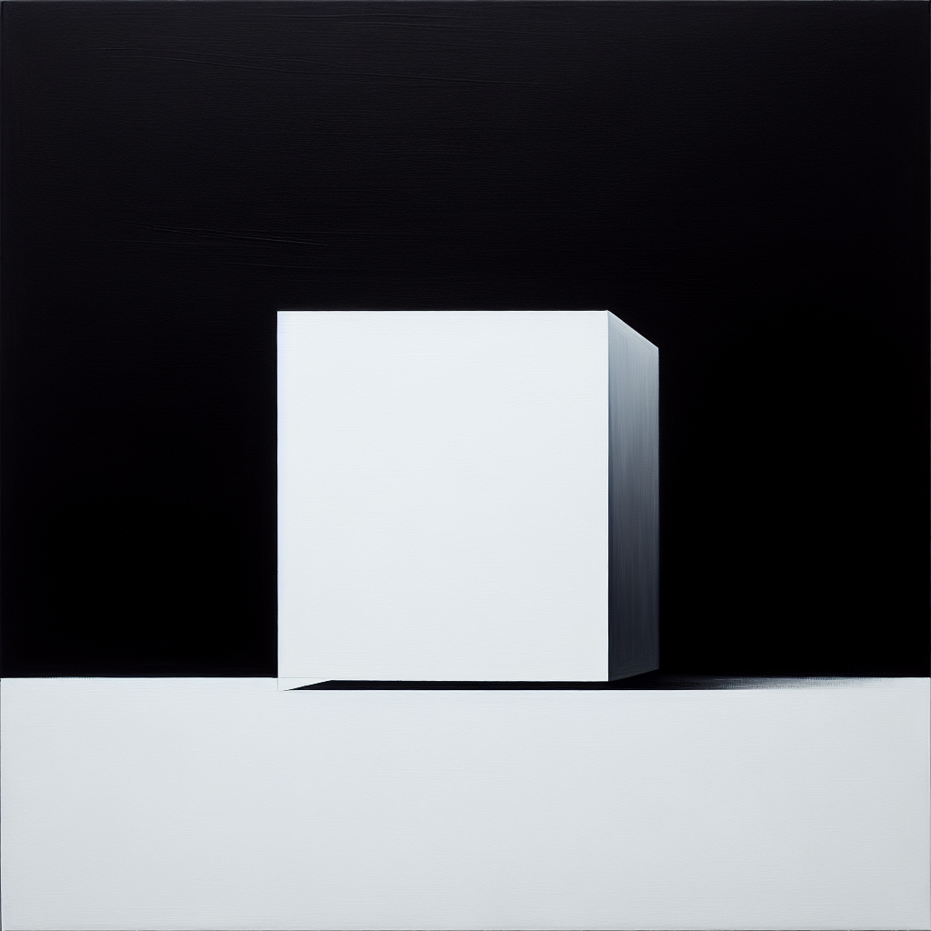 White square on a black background, fine line, inspiration from Rothko